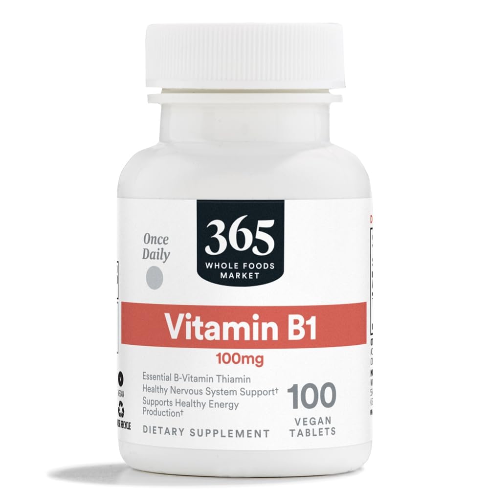 365 by Whole Foods Market, B1-vitamiini 100mg, Vegan, 100 tablettia