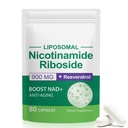 NAD-lisäaine, NAD+ Nikotinamidi Ribosidi Resveratrol 900 mg, terveellisen solutoiminnan ravintolisä, NAD+ Polttoaineet Solun puolustus ja kvalivatit Anti-Aging Genes 80 kapselit