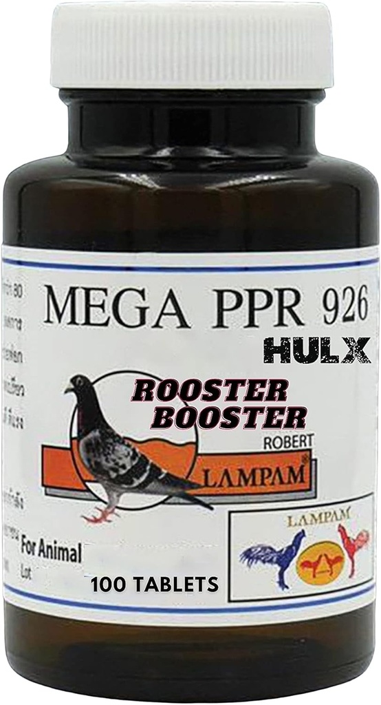 HULX MEGA PPR 926 100 tablettia, Rooster Booster Vitamiineja Health Chicken Supplement B-vitamiinia Complex & 80 tyyppi kasviperäistä uute Tuki Veri, Endurance Energy Power Feed Bird Kana Ruoka