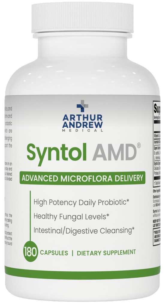 Arthur Andrew Medical, Syntol, 3-in-1 Formula Probiootit, Prebioottikuitu ja hiivan puhdistus Multi-Enzymes, 180