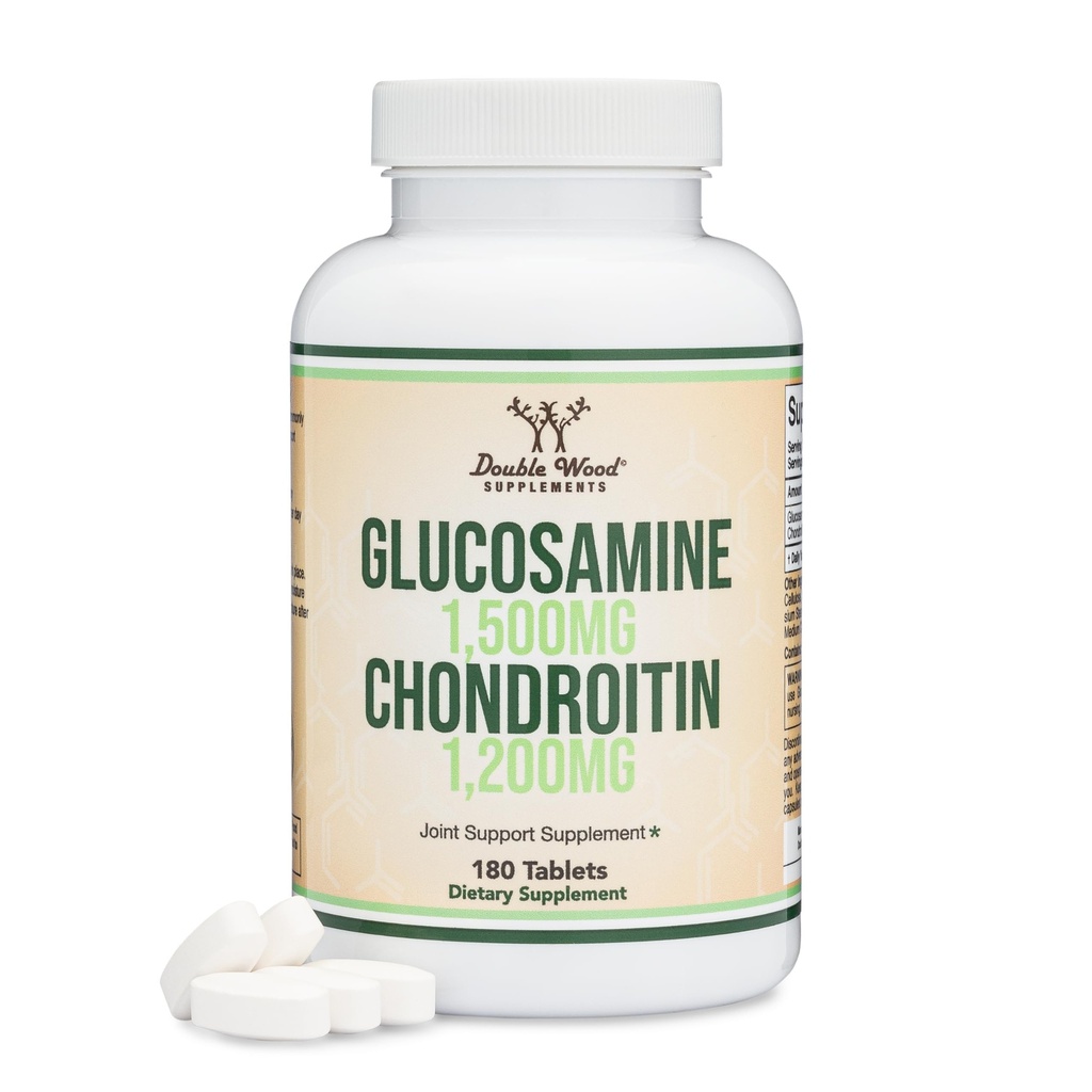 Glukosamiini Chondroitin Triple Strength (1 500 mg Glukosamiinisulfaatti, 1200 mg Chondroitin) 180 tablettia, kahden kuukauden toimitus (yhteistä tukea sisältävä supplying) Gluteeniton, ei-GMO-yhdisteitä