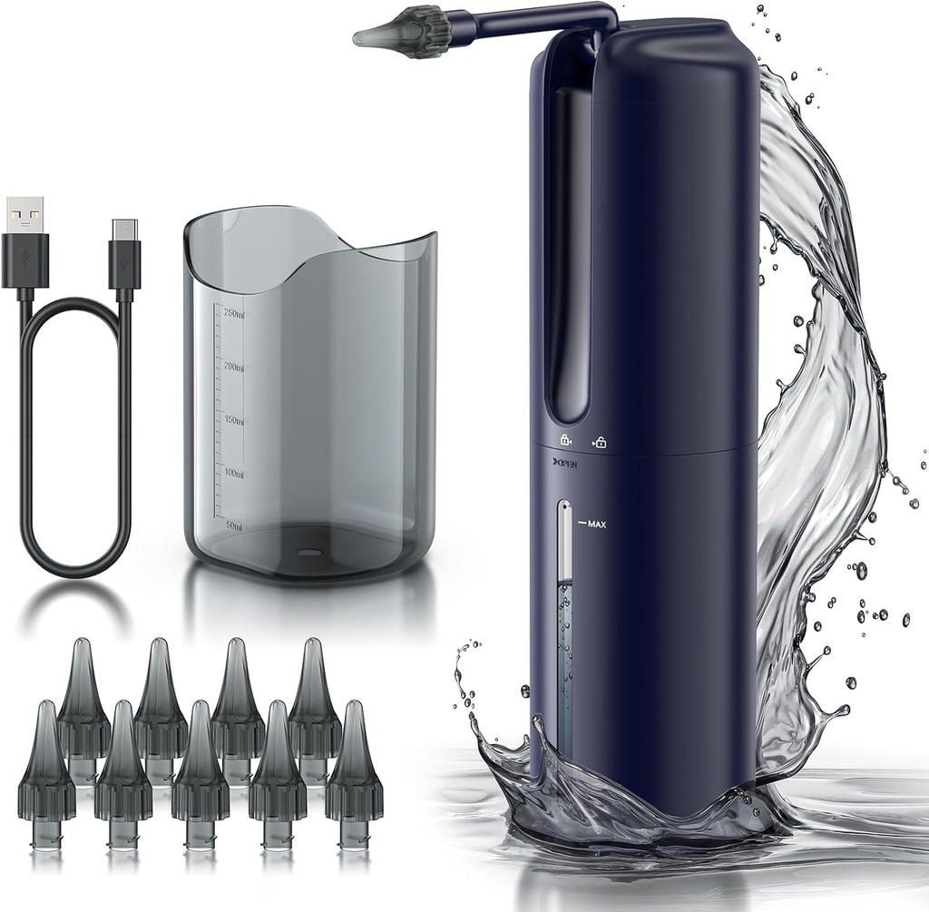 Ear Wax Removal - Electric Ear Irrigation Flushing System, Water Powered Ear Cleaner med 4 trycklägen, säker och effektiv öra rengöringsverktyg, vattenresistent USB laddningsbart (blå)