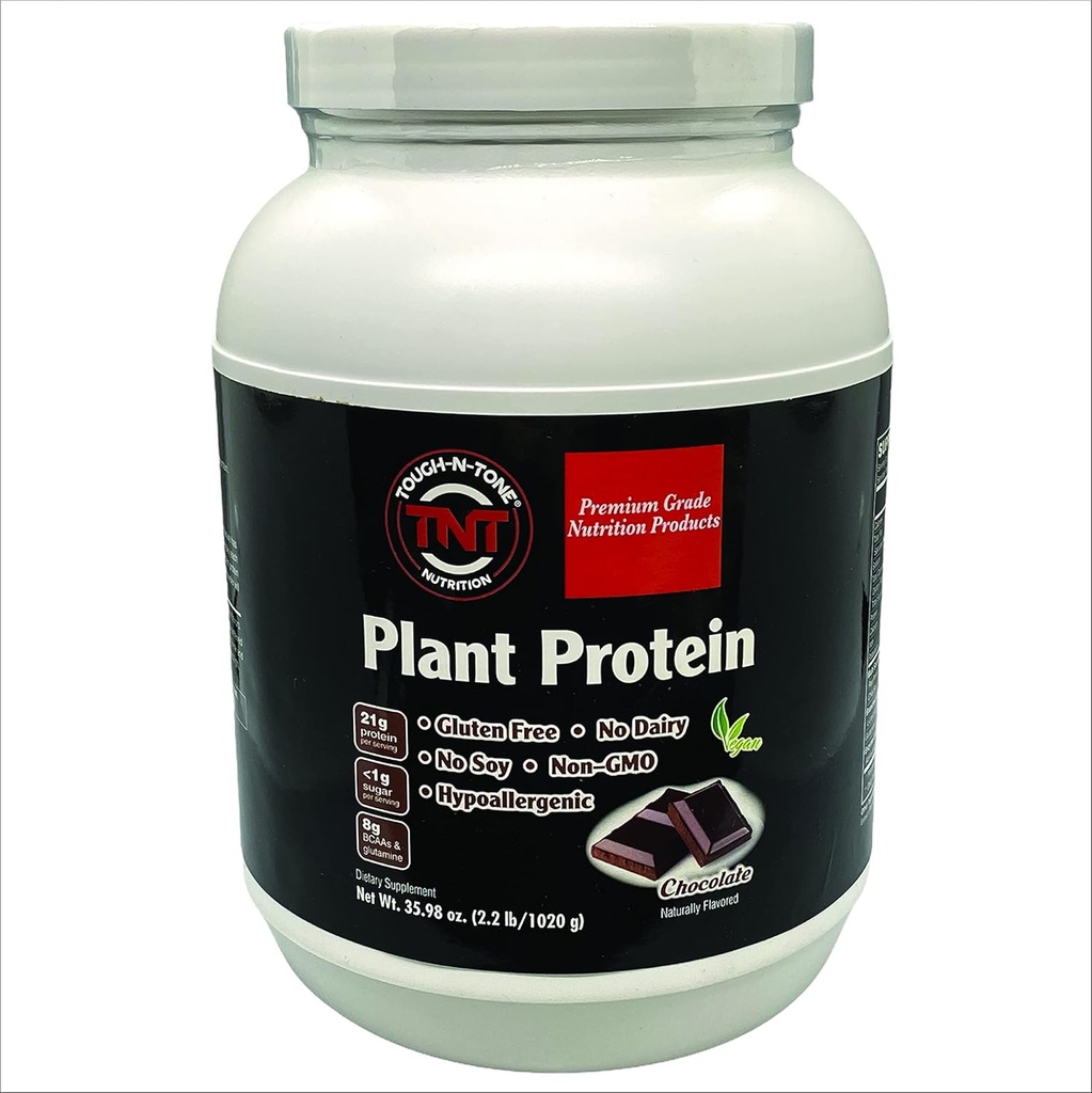 TOUGH-N-TONE Premium Grade Plant Protein en utsökt choklad Vegan Shake, ärter, Cranberry, chia och Sacha inchi, Omega-3 EFAs, Vegan & Vegetarian ingen Dairy ingen vete ingen gluten ingen soja