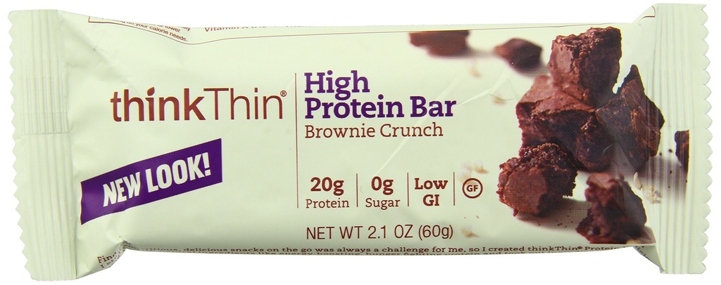 ThinkThin High Protein Bar, Brownie Crunch, 60 g, Bars, 10