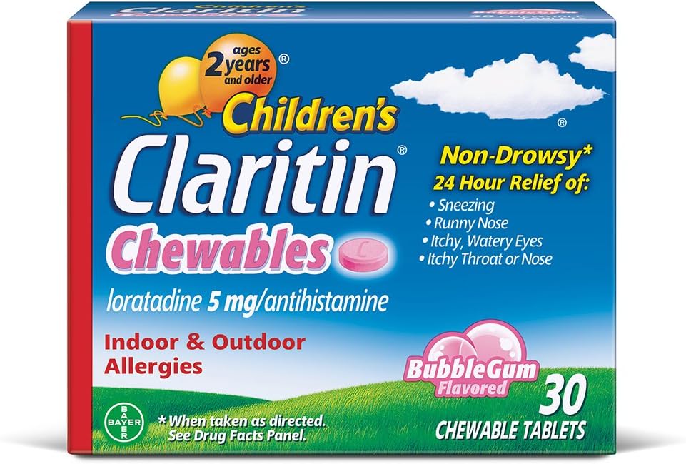 Claritin 24 Hour Allergy Chewables för barn, Non Drowsy Allergy Relief, 30 Count