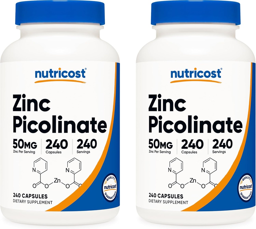 Nutricost Sinkkipikolinaatti 50 mg, 240 Kasvisruokakapselia (2 pullo) - Gluteeniton ja ei-GMO