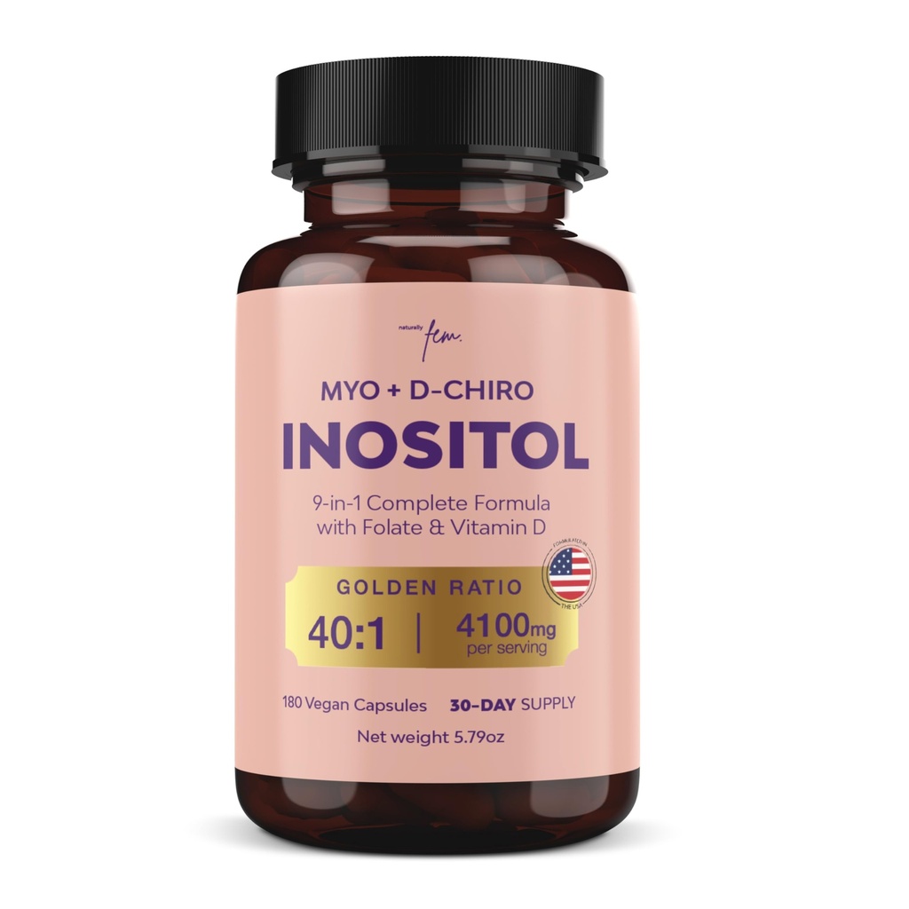 QSTA Myo-Inositol & D-Chiro-inositoli täydennysosa naisille 4100 mg (40:1 Ratio) ... 9-in-1 Hormonaalinen & Metabolinen tuki folaatin, B6-vitamiinin, B12-vitamiinin, D3-sinkin ja kromin kanssa.