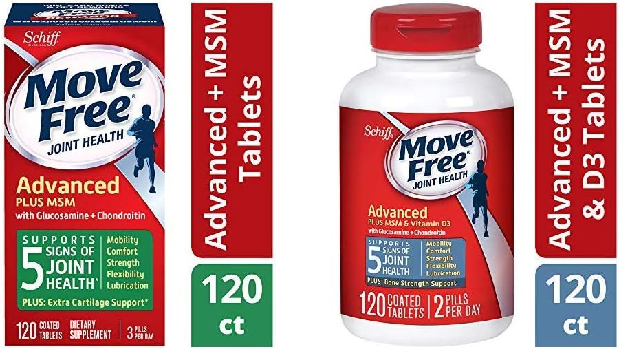 Siirrä ilmainen Glukosamiini & Chondroiton Plus MSM Advanced Joint Health Supplement Tabletit(120) ja Comfort ja Glukosamiini ja Chondroitin Plus MSM & D3 Advanced Joint Health Supplement Tablets(120)