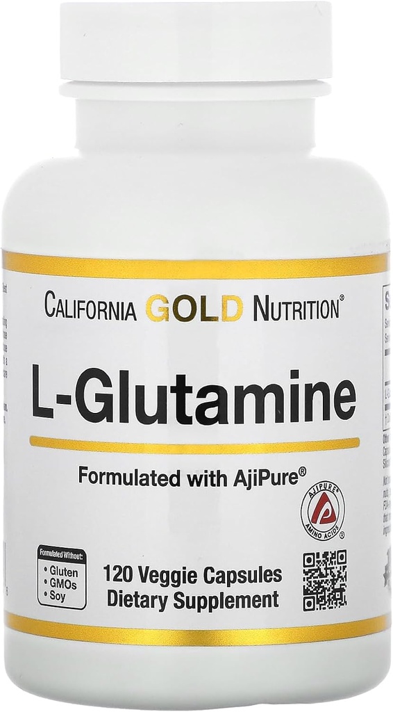 Kalifornia Gold Nutrition L-glutamiini, AjiPure, 120 kasviskapselia (500 mg per kapseli)