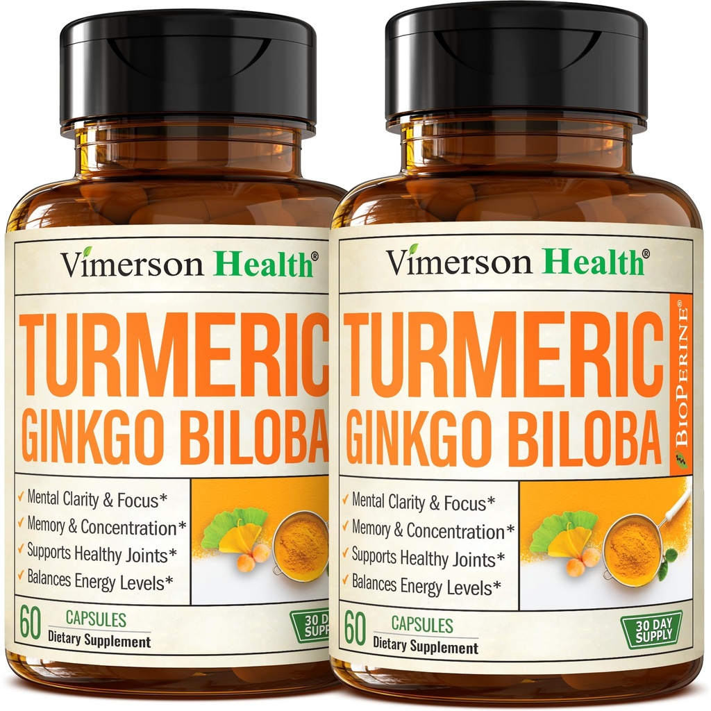 Ginkgo Biloba ja kurkuma Lisäravinteet w/Musta Pippuri & Luomu Tumeric ...