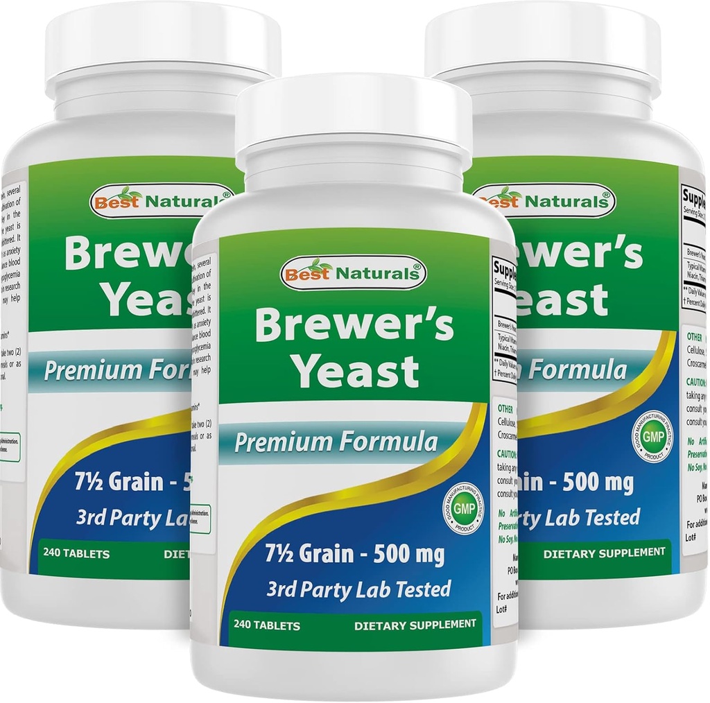 Best Naturals, Brewers Hiiva, 7-1/2 Grains with B1-vitamiini, B2-vitamiini, 1000 mg 240 tablettia (240.