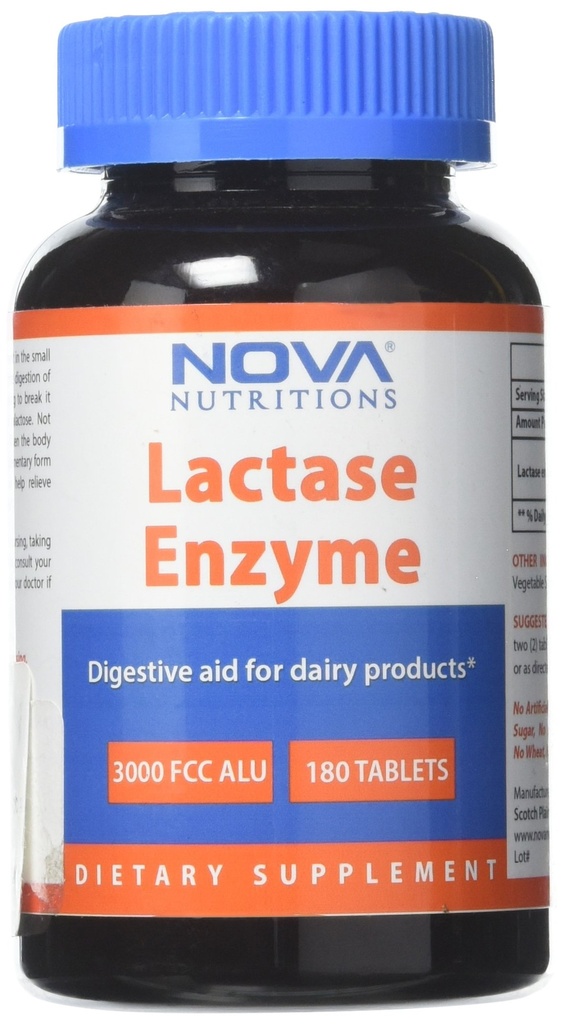 Nova Nutritions Laktaasi Enzyme 3000 FCC ALU 180 tablettia