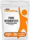 BulkSupplements.com Pure B12-vitamiinijauhe - Cyanocobalamiini, B12-vitamiinilisä - Vegaani ja gluteeniton, useita tarjoiluja, 100g (3.5 oz) (pakkaus 1)