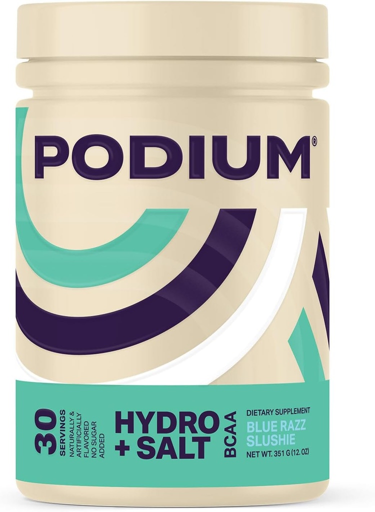 Podium Nutrition, Instantized BCAA Powder, Hydro ja suola, Blue Razz Slushie, 30 Tarjoilut, Elektrolyytit, Hydraation, Recovery