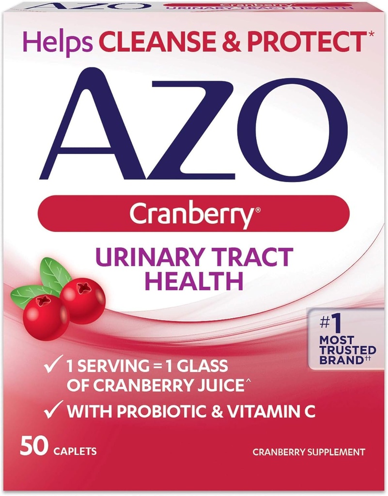 AZO Cranberry Urinary Tract Health Dietary Supplement Caplets - 50 Ct., Pack med 6