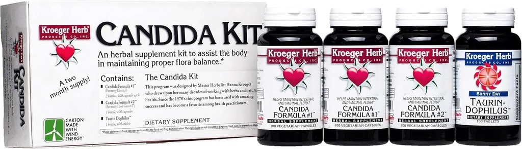 Kroeger Herb Products, Candida Support Kit, Ruoansulatus-ravintolisä, Gut Health, Optimaalinen suoliston toiminta, ei-GMO, Gluteenittomat, Ei säilöntäaineita, Valmistettu Yhdysvalloissa