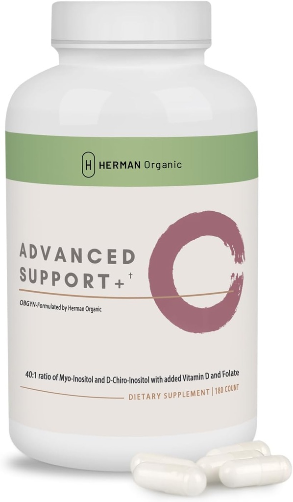 Herman Organic Myo-Inositol & D-Chiro Inositol - Hormonal Mood Tuki munasarja & Lisääntymisterveys - 180 kapselia - naisten hormoni täydentää - muna Advanced täydentää