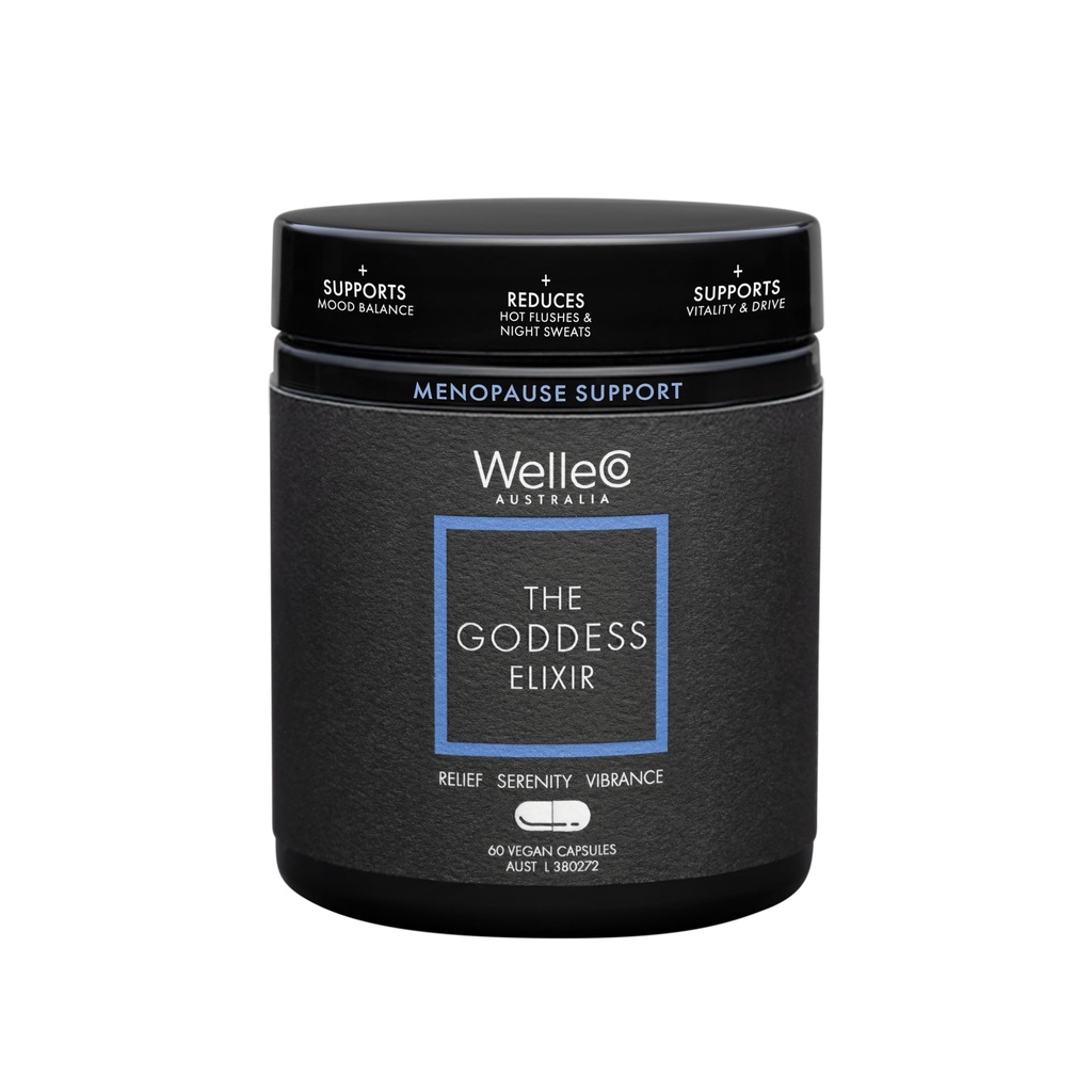 WelleCo Goddess Elixir, vaihdevuodet täydentää naisten Vitex, punainen Clover & B-vitamiinit, tukee Hormonitasapaino, yöhietteet & kuuma Flash Relief, 60 kapselia