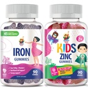 SUNNY SAM Sinkki Gummies lapsille & Iron Gummies aikuisille, Rautavitamiinit C-vitamiini