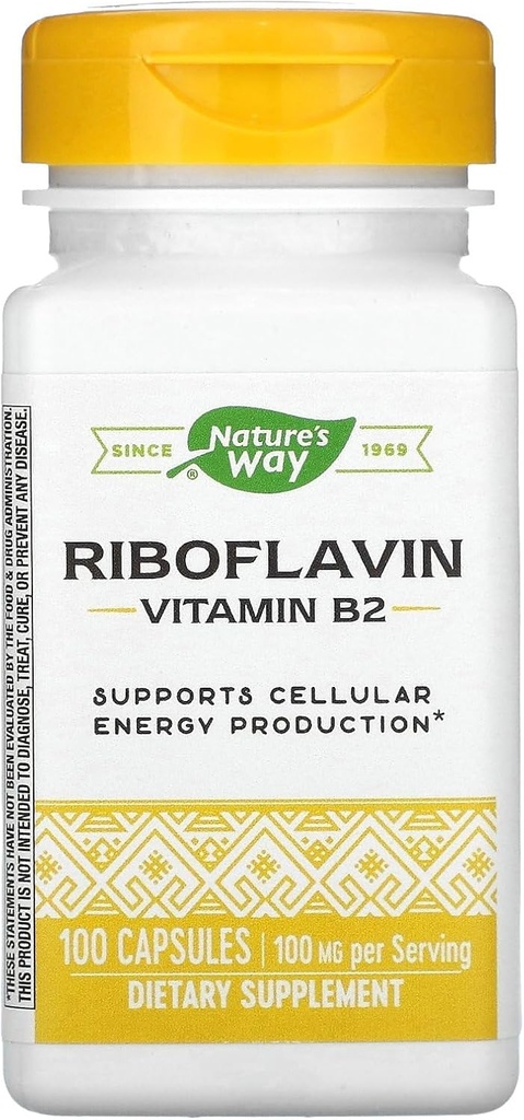 Naturens sätt vitamin B2, 100 mg Riboflavin, 100 kapslar, Pack av 2