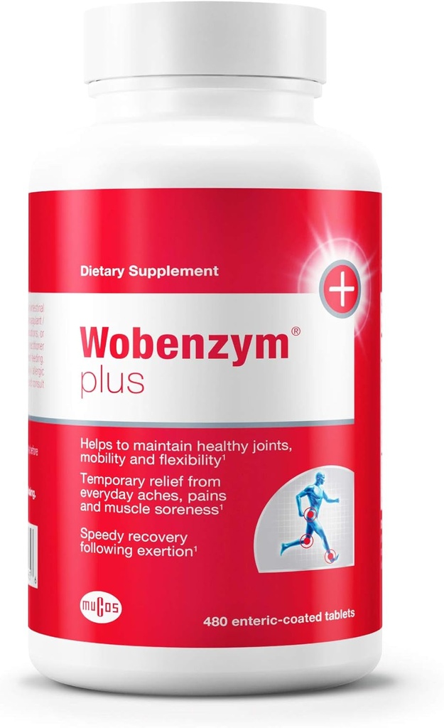 Douglas Laboratories Wobenzym Plus - Joint Support & Muscle Recover*y - Med Bromelain, Rutin & Trypsin - Proteolytiska Enzymer - Enteric-Coated tabletter - 480 tabletter