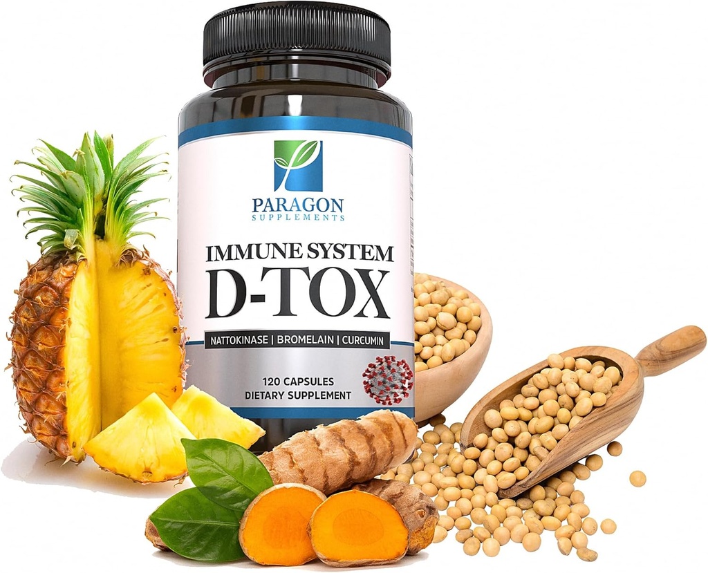 Spike Protein Removal - Original Spike Detox Formula Nattokinaasi, bromelain & Curcumin - 3-in-1 Immuunijärjestelmän täydentää - ei-GMO, Vegan, Gluteeniton - Valmistettu Yhdysvalloissa - 120 kapselia (30 päivän tarjonta)