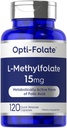 Carlyle L Methylfolate 15mg | 120 kapslar | Värdestorlek | Max Potens | Optimerad och aktiverad | Non-GMO, Gluten Free Supplement | Methyl Folate, 5-MTHF | av Opti-Folate