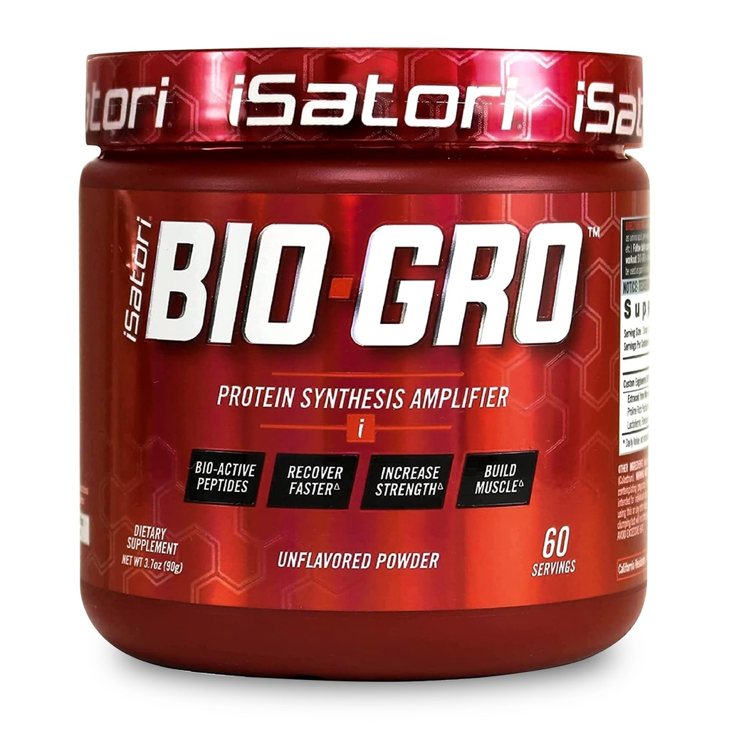 iSatori BIO-GRO proteiini synteesi vahvistin, lihasten Recovery & Growth, parannettu Stimulant Free Treout & Colostrum täydentää Bio-Active Peptides- makuamaton (60 Servings)