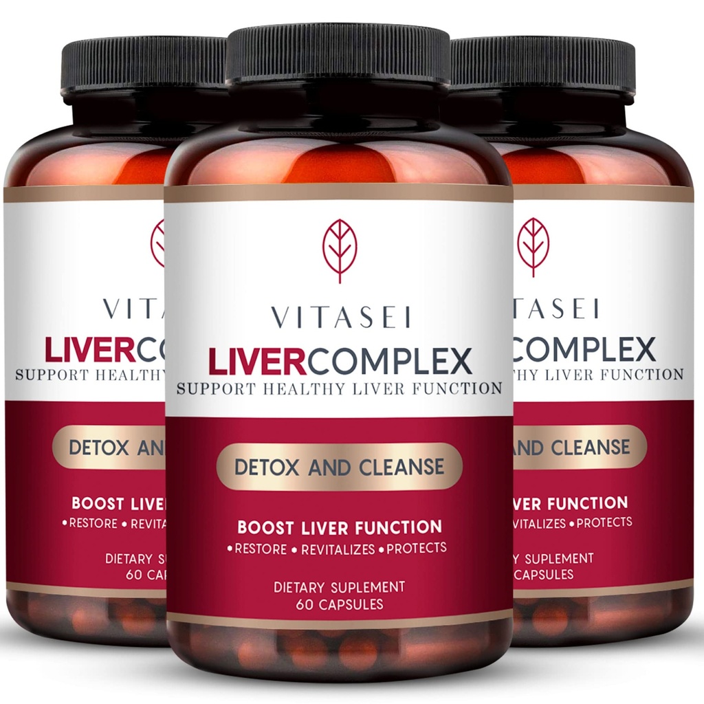 VITASI Maksan Cleanse Detox & Repair, Liver Complex W/Milk Thtle Extract, Garcinia, Curcumin C3, Support Herbal Supplement, Detox Formula naisten ja miesten, 60 kapseli (paketti 3)
