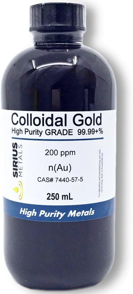 True Colloidal Gold - 200 ppm - 250 ml (8,45 Fl Oz) i Clear BPA-Free Plastic Bottle