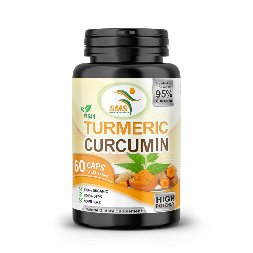 95% CURCUMINOIDS, ei-muuntogeeniset organismit, lisääntynyt imeytyminen, gluteeniton, 500 mg 60 kasviskapselia