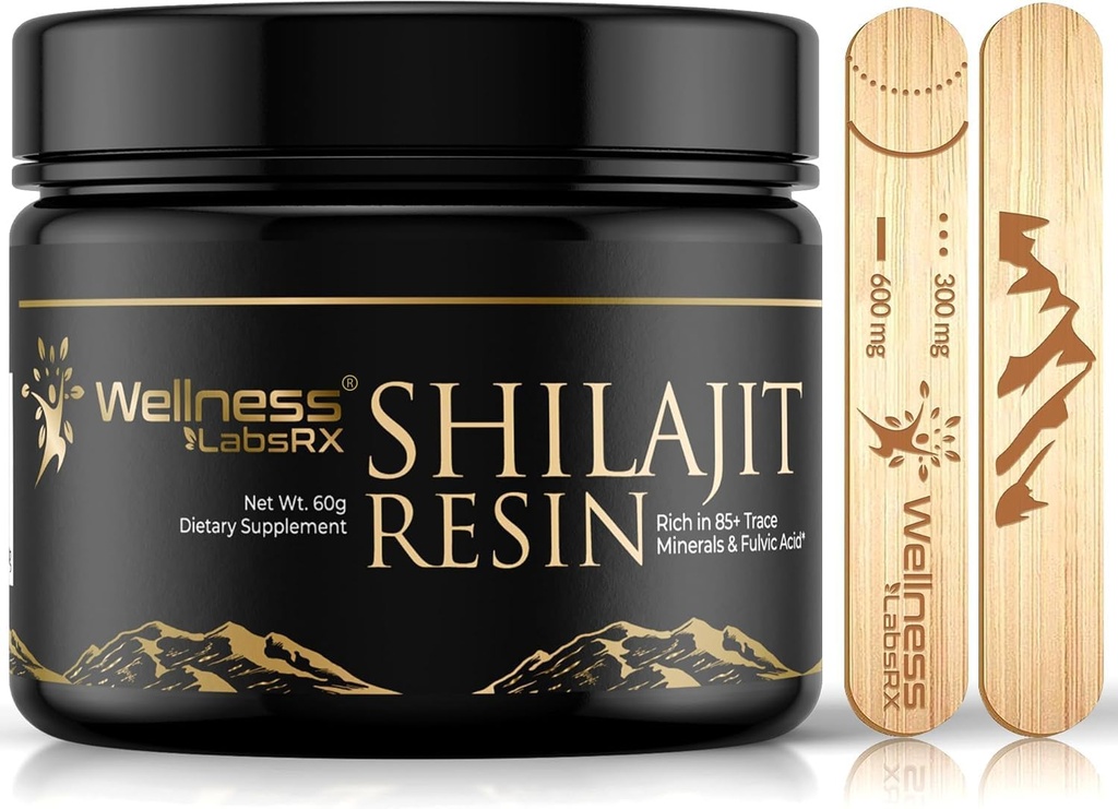 Shilajit Hartsi Fulvic Acid ja Trace Minerals - Gold Grade Pure Himalayan Shilajit miehille - Chilajit Gilgit pakattu 85+ Minerals, aineenvaihdunta ja immuuni tuki - 60g