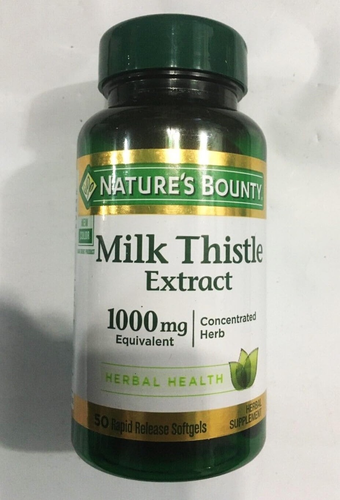 Nature's Bounty Milk Thistle 1000mg, Herbal Health Supplement, Daily Supplement, Gluteeniton, Rapid Release Softgels, 50 Ct