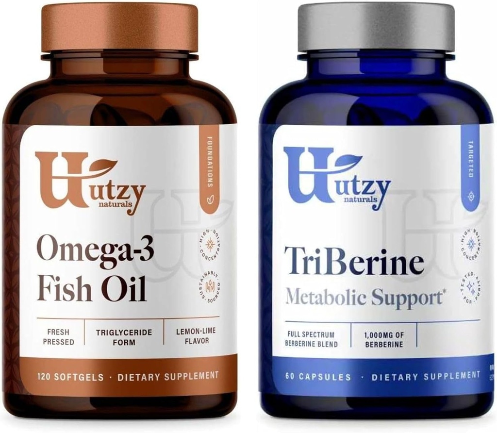 Utzy Naturals Omega 3 Kalaöljy 60 Softgels Lemon-Lime Flavor ja TriBerine