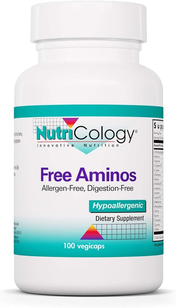 Nutricology vapaa Aminos täydentää - Essential Amino Acids Complex, Lean lihasmassan tuki, kasvissyöjä kapselit - 100 Count