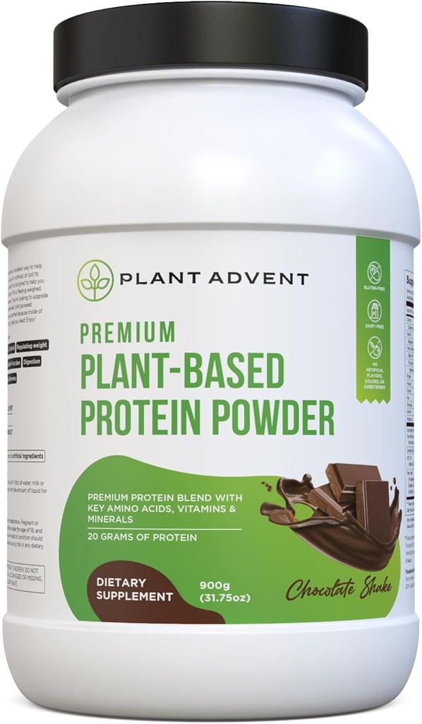 Premium Plant-Based proteinpulver - 100% Vegan, inga konstgjorda smaker, glutenfri och mejerifri (2 lbs, Chocolate Shake)