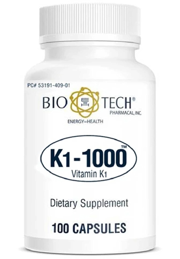 K1-1000 (Vitamin K1) 100 kapselia - 3 pakkaus - Bio-Tech Pharmacal