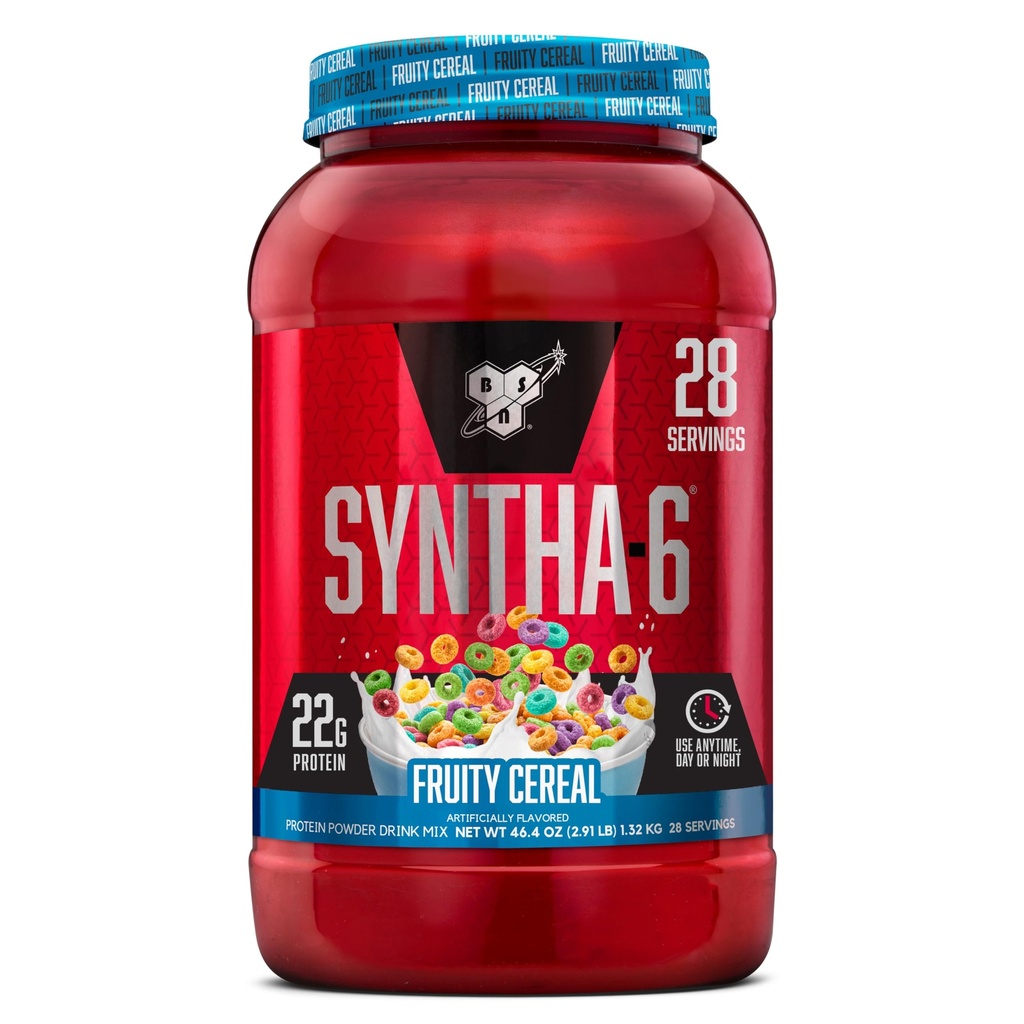 BSN SYNTHA-6 Premium Protein Powder 6g kuitua, Whey Protein, Micellar Casein, Milk Protein Isolate Blend, 5g rasvaa, Fruity Cereals, 28 Tarjoilua (Pakkaus toukokuussa Vary)