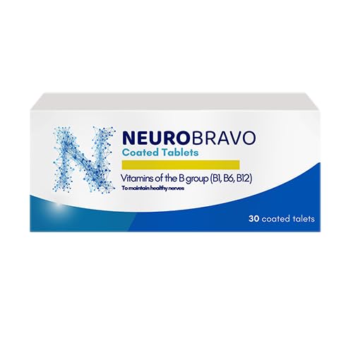 Neurobravo Vitamin B1, B6, B12 tabletter för Nerve Health, Nerve Pain, Numbness, Muscle Stiffness, Muscle Cramp, Impaired Sensation
