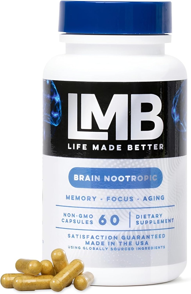 Nopeasti toimiva Nootropics Brain Support Supplement for Memory - Parantaa kognitiivista toimintaa ja mielen selkeyttä meidän voimakas aivojen muisti täydentää - parantaa henkistä keskittymistä, muistia ja keskittymistä