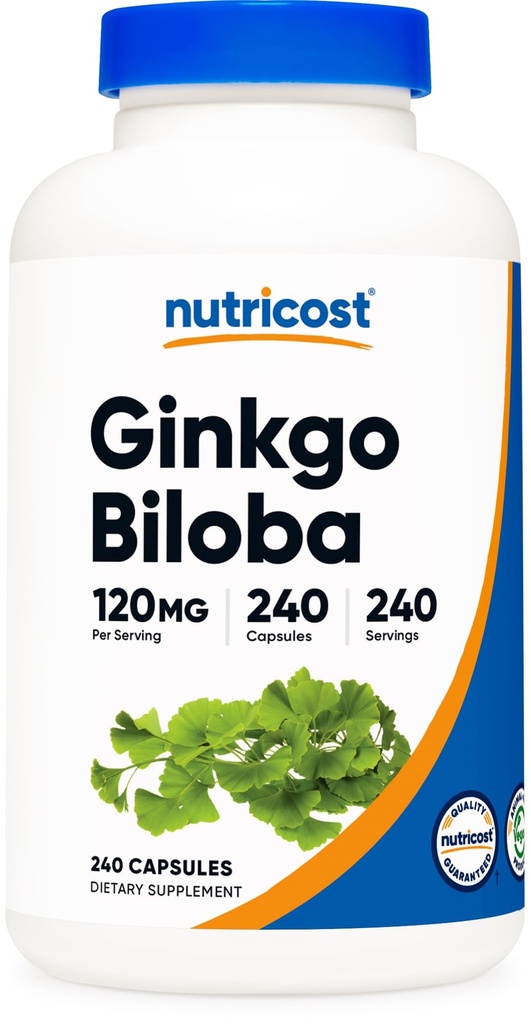 Nutricost Ginkgo Biloba 120mg, 240 kapselia - Extra Strength Ginkgo Biloba Extract - Gluteeniton & ei-GMO