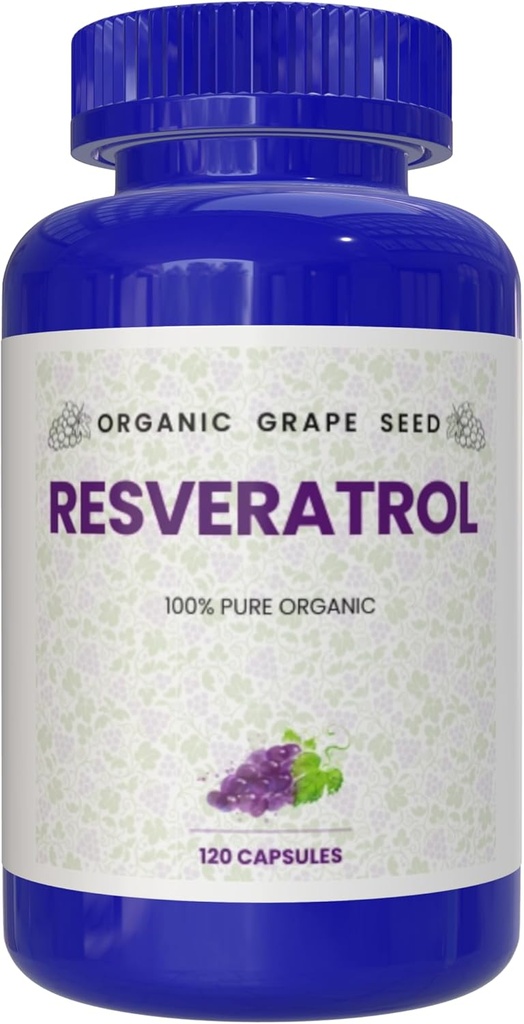 100% Pure Organic Beneficial Resveratrol, 120 kapslar, antioxidanter & Trans-Resveratrol, främjar anti-aging, kardiovaskulärt stöd, immunförstärkning, mental klarhet