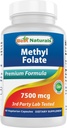 Paras Naturals Metyyli Folaatti 7500 mikrog (7,5 mg) (Eniten Bio-Saatavilla) Kasviskapseli - Tukee Cell Formation Growth Function, Aivot, Muisti, Kardiovaskulaarinen terveys, 60