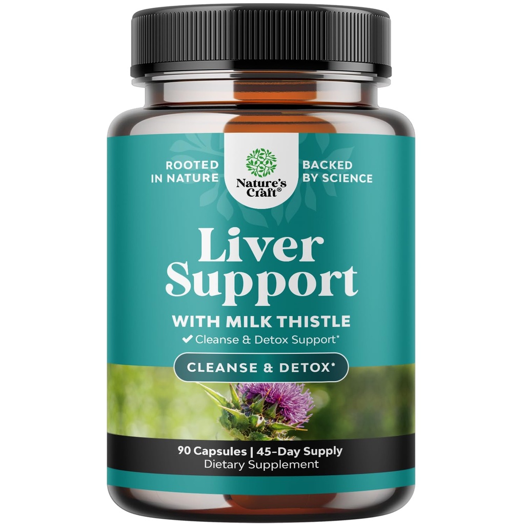 Natures Craft Liver Cleanse Detox & Repair - Kasviperäisen maksan tuki maito Thistle täydentää - Silymarin Milk Thistle lisäravinteet voikukan juuri, koliini, Beetroot & Artisokkauute - 90 Count