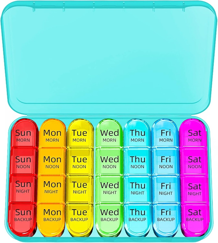 Odaro Weekly Pill Organizer 4 Kertaa päivässä, Päivittäinen pillerilaatikko 7 Päivä, Suuri Matka pilleri tapauksessa 28 Osasto Hold Medicine, Vitamiini ja täydentää - Syan Case