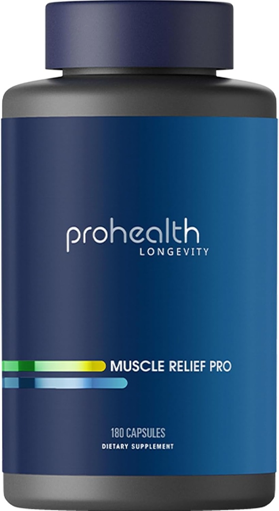 ProHealth Joint & Muscle Relief Pro - Glukosamiini Chondroitin, Turmeric, Magnesium, MSM, Malic Acid, Boswellia. Lisäosa auttaa vähentämään lihasten ja nivelten epämukavuutta ja unta paremmin (30 tarjoilua)