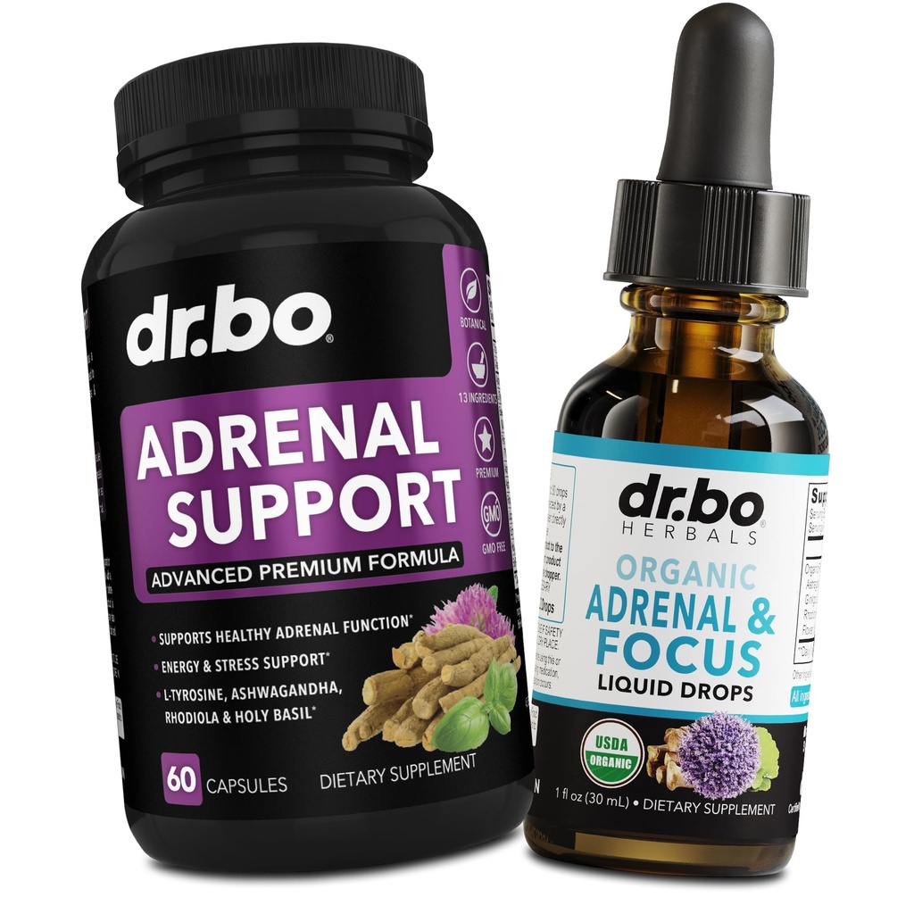 Lisämunuaisen tuki Cortisol Manager lisäravinteet - lisäravinteet Kapselit Orgaaninen neste drops Focus naiset Miehet - Natural Adaptogen Ashwagandha Holy Basil L Tyrosine Complex Health