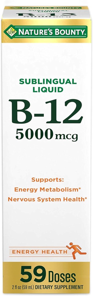 Luonto... Bounty-vitamiini B12 5000 mikrog sublingual liquid, Cardiovascular Health & Cellular Energy Support, 2 Fl Oz (1 count)