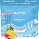 Nectar Energy Booster - Organisk koffein, B12 & Electrolytes - Sugar Free & Zero Calorie - Hälsosam kaffe, energidryck & Soda Alternativ - Hydration & Energy Supplement (Straw. Lemonade 18 Packets)