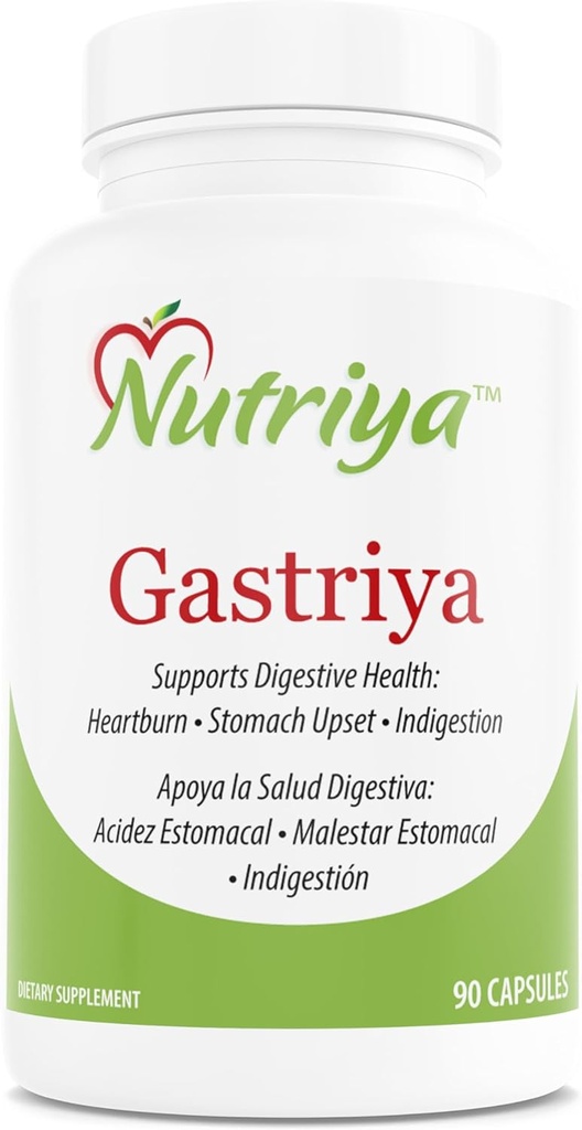 Nutriya Gastriya - Relieves Acid Reflux och Heartburn naturligt, reglerar gastrisk syra och stöder hälsosam matsmältning, 90 greve av 1)
